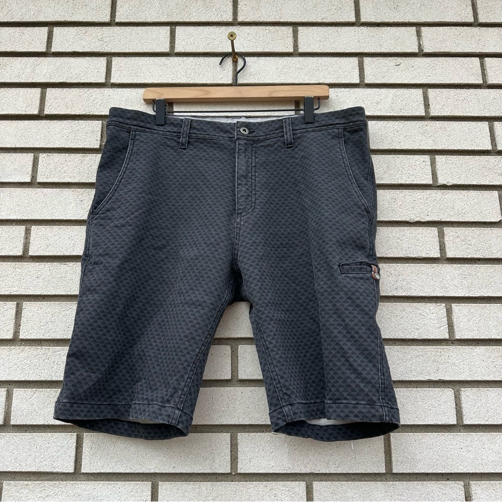 Carbon2Cobalt Gray Geometric Shorts Stretch Chino Casual Golf 36